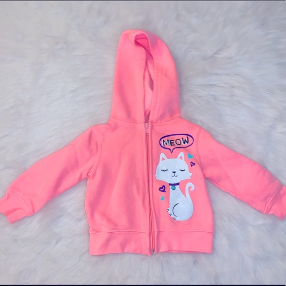 Joe Boxer Other - Joe Boxer Girls 12M Coral Kitten Zip Up Sweatshirt